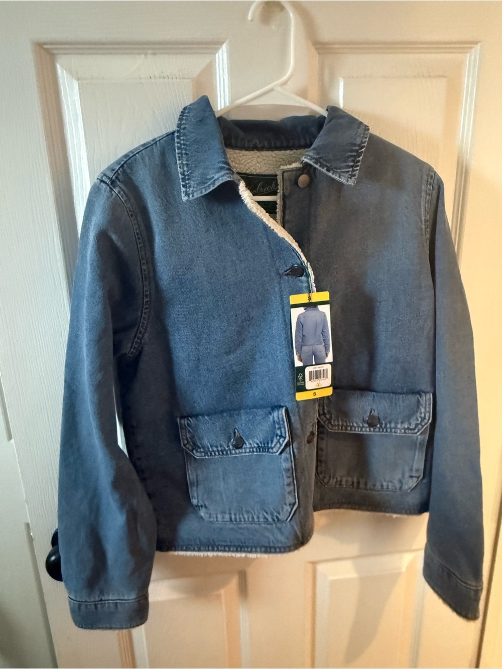 NWT Woolrich Denim Jacket with Sherpa Lining - Blue women’s size small